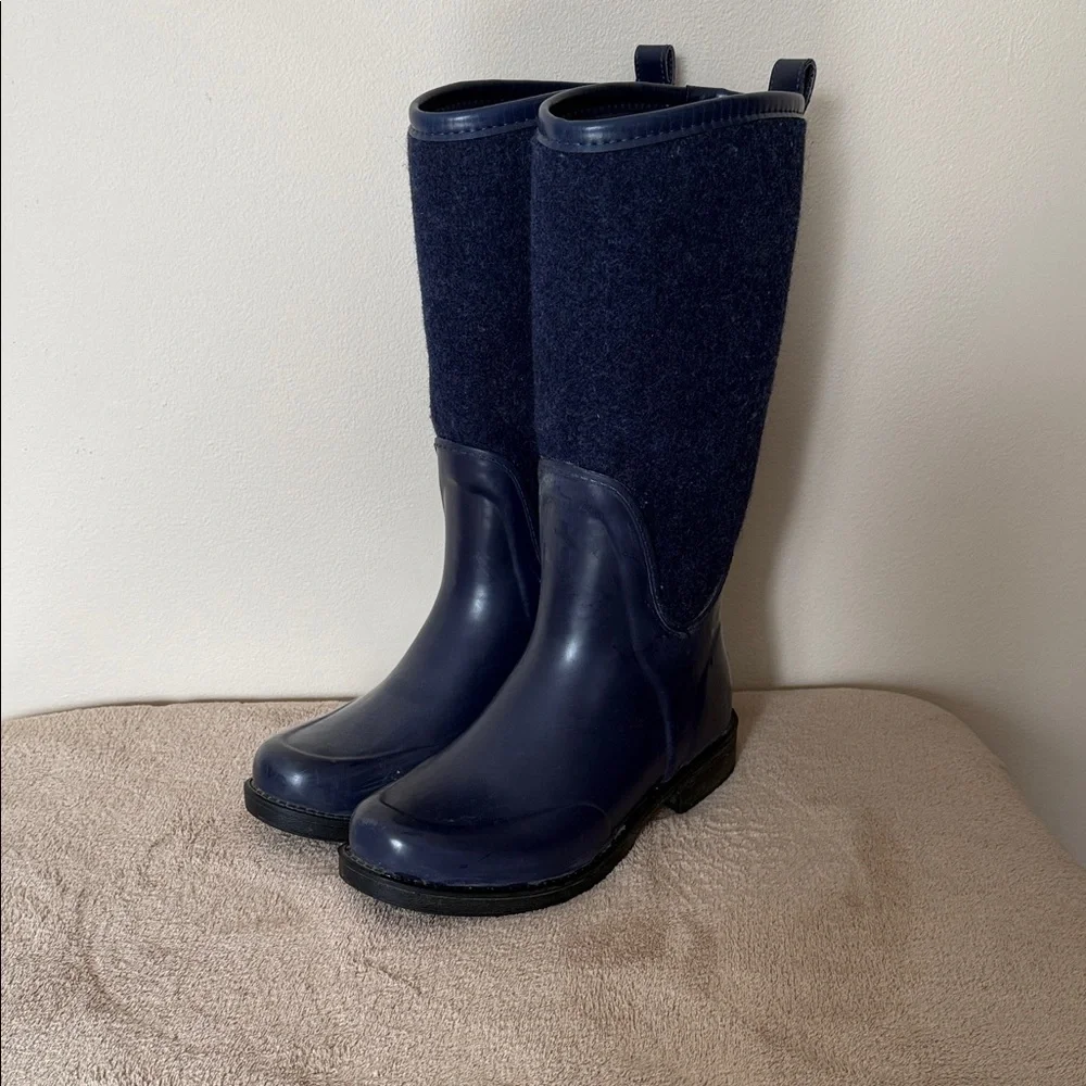 UGG Reignfall Navy Blue Wool & Rubber Waterproof Rain Boots - Size 9